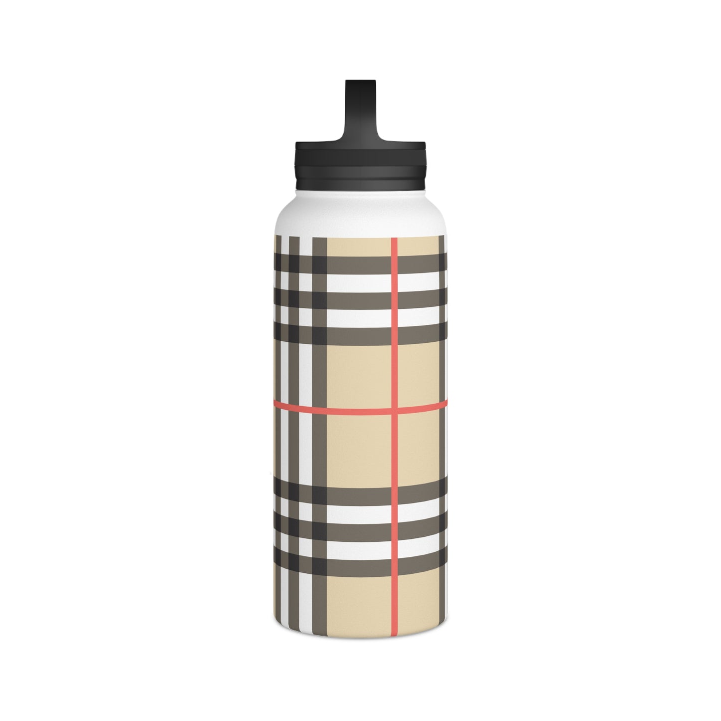 Brown and White Water Bottle, Stainless Steel Water Bottle with a Handle Lid