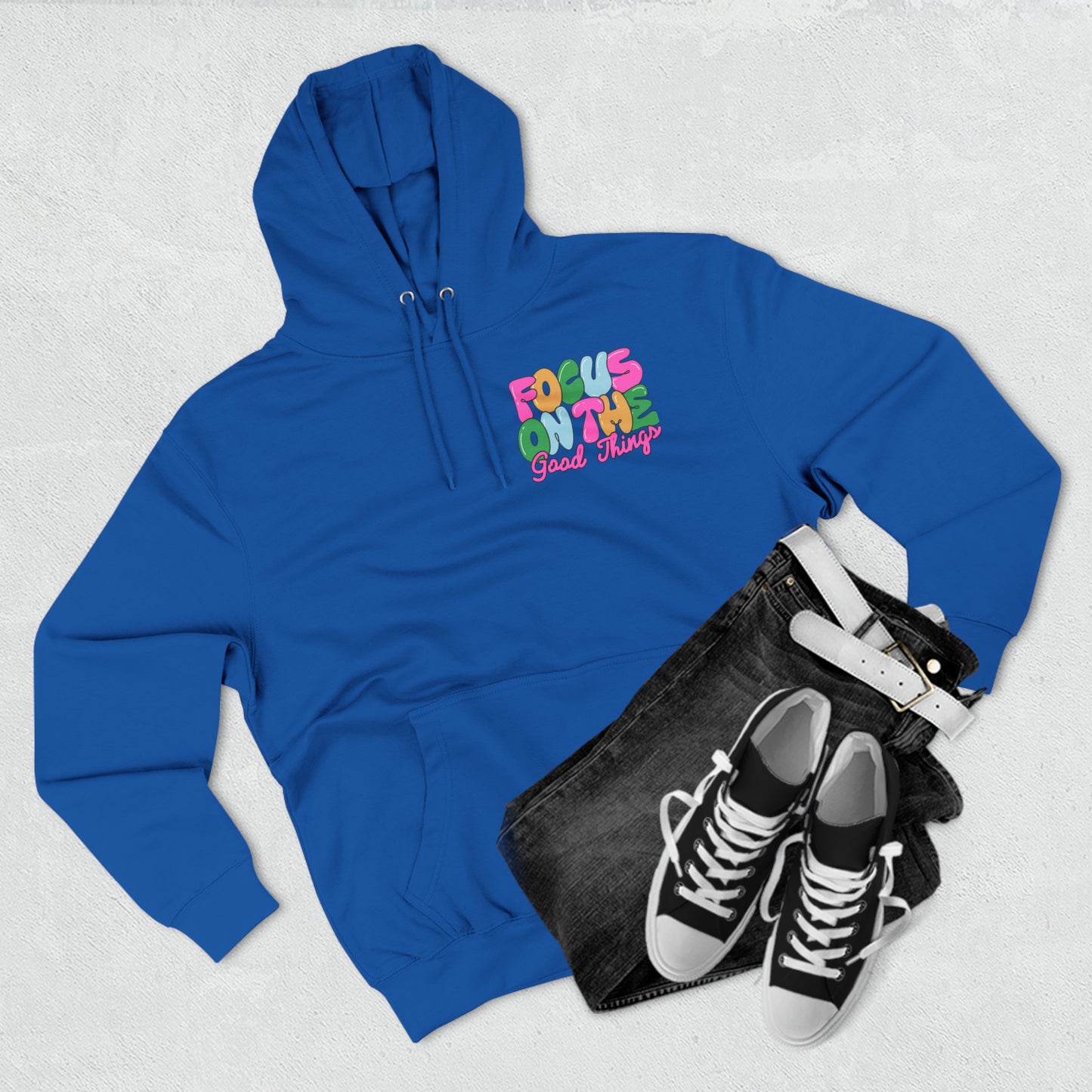 Focus On the Good Three-Panel Fleece Hoodie