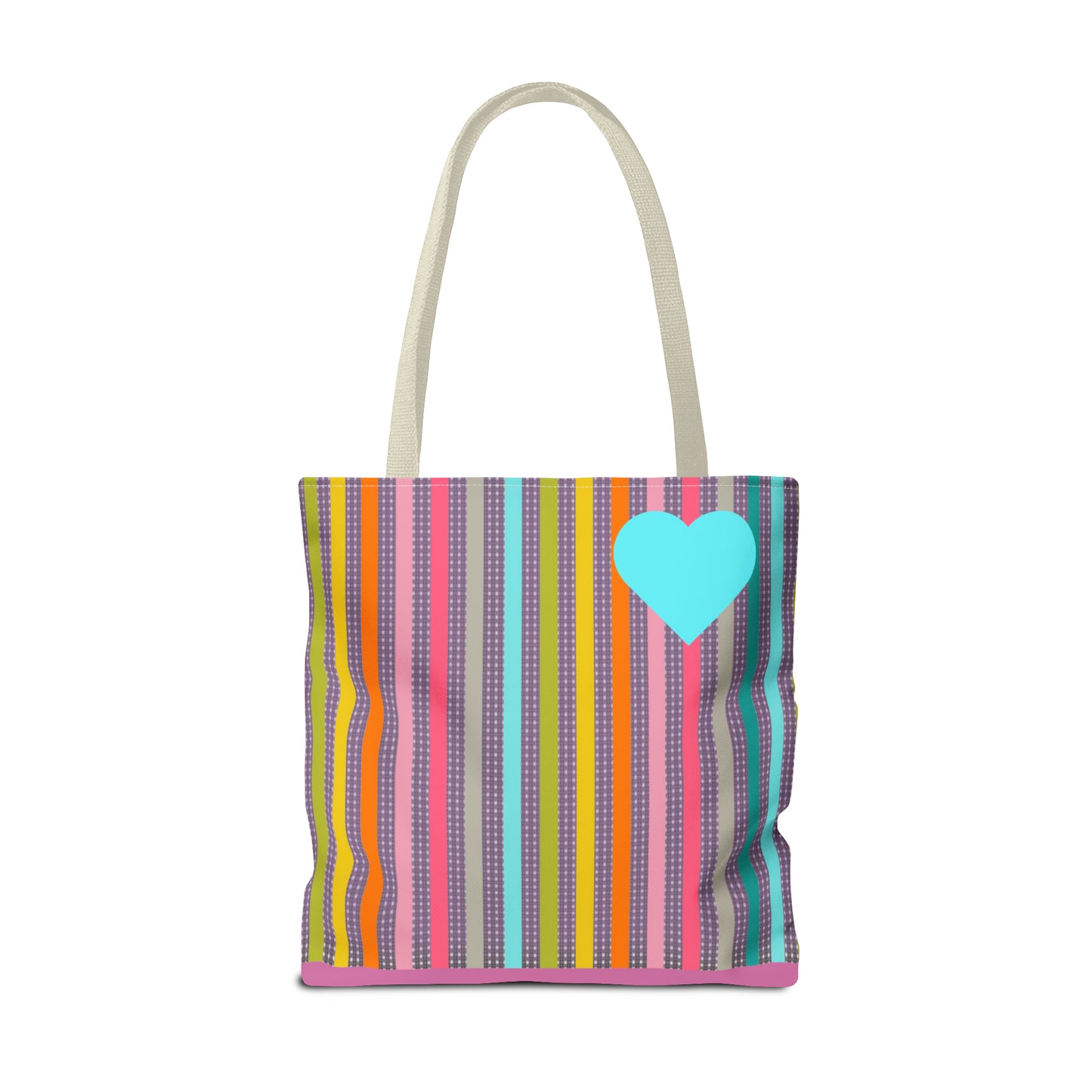 Tote Bag Candy Stripe With Large Heart