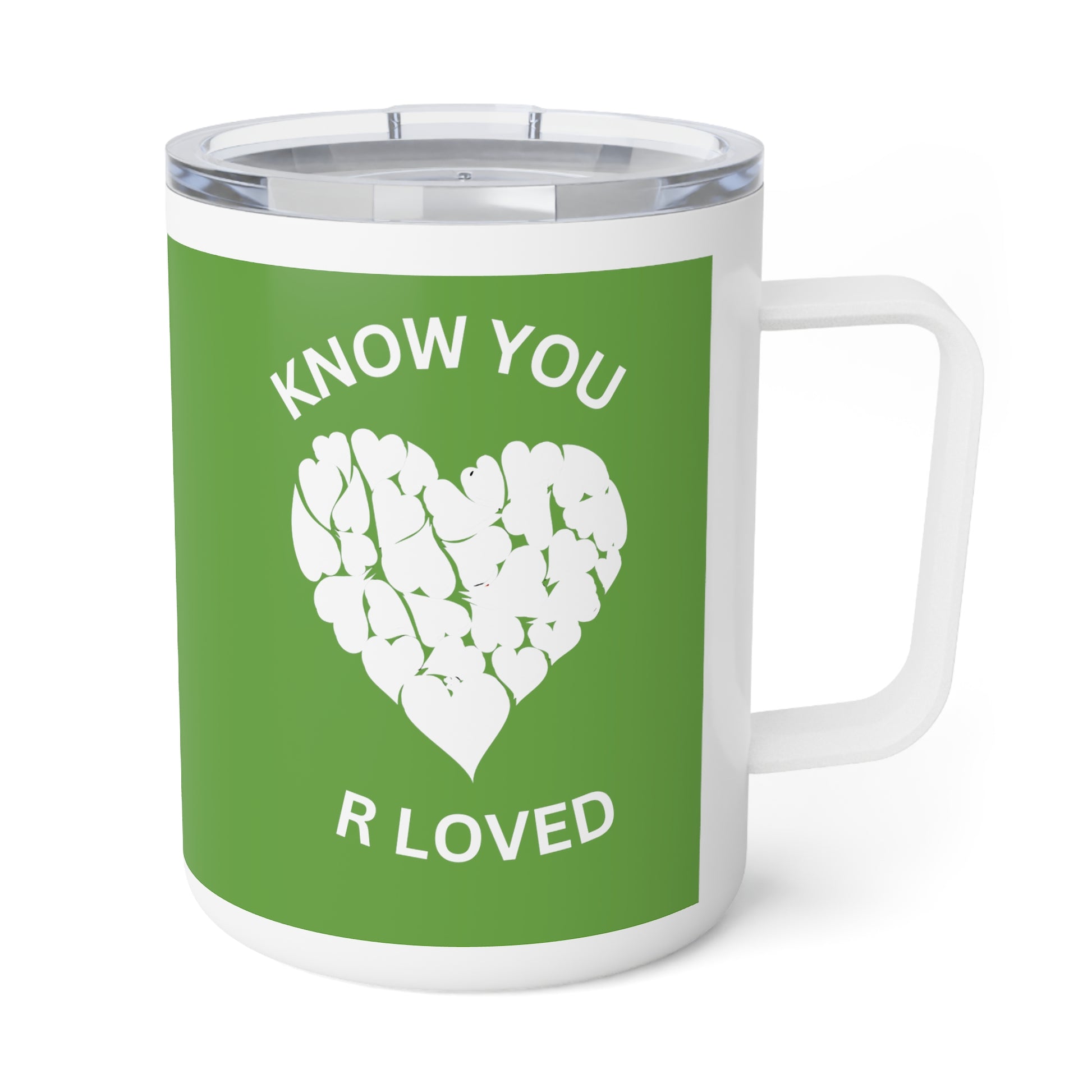 kNOW YOU ARE LOVED GREEN COFFEE MUG