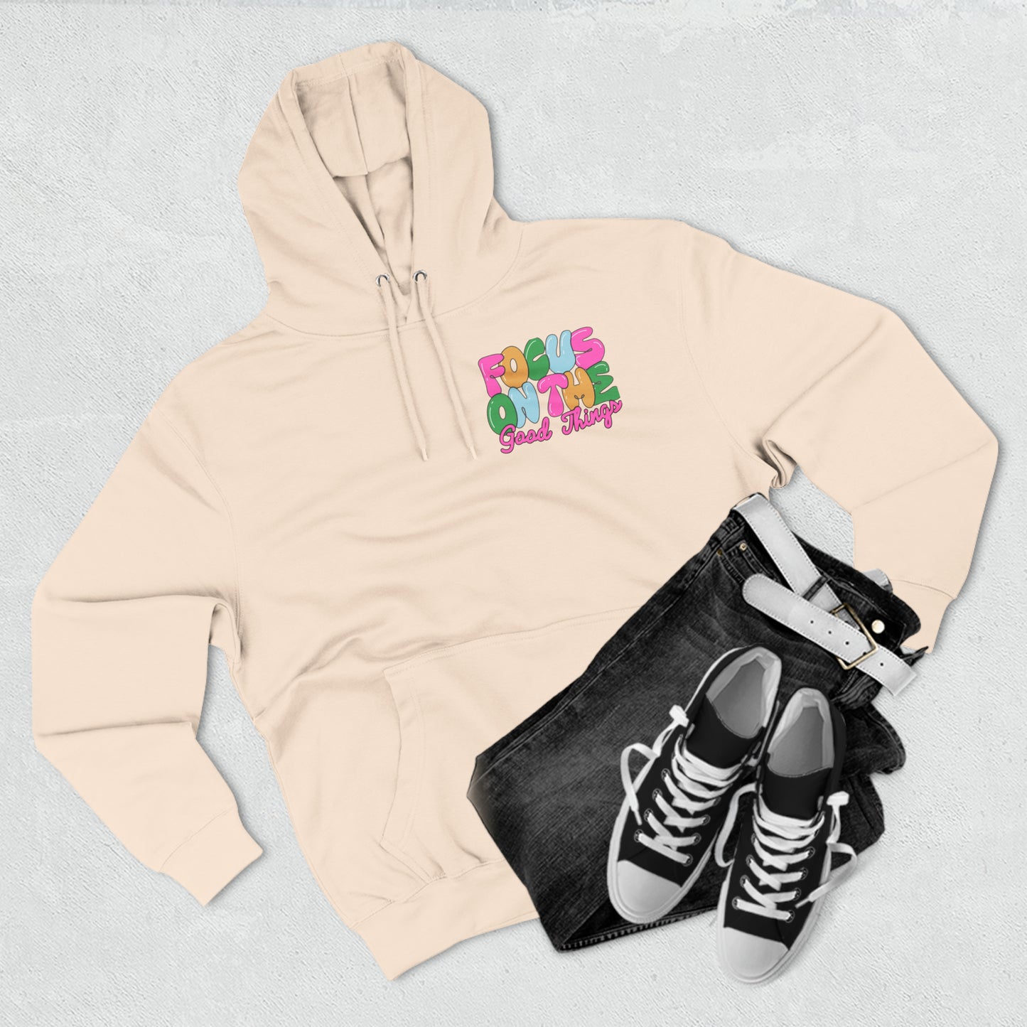 Focus On the Good Three-Panel Fleece Hoodie