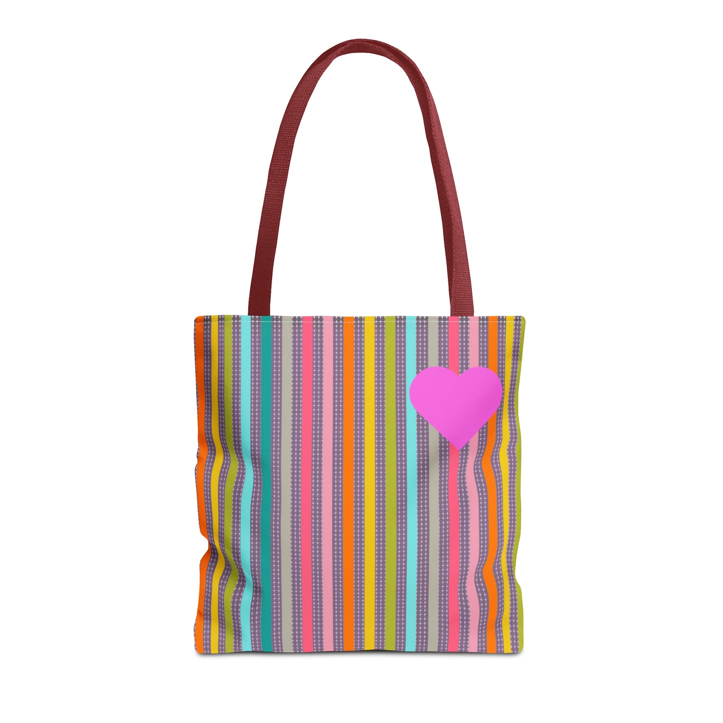 Tote Bag Candy Stripe With Large Heart