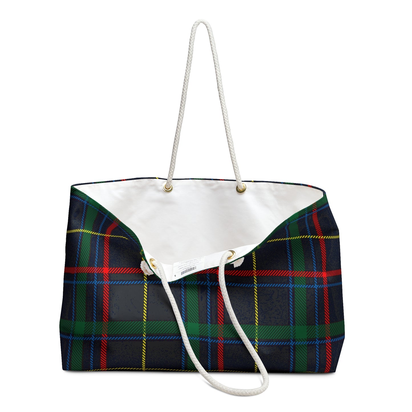 Large  Red, Black, Blue Tartan Weekender Bag