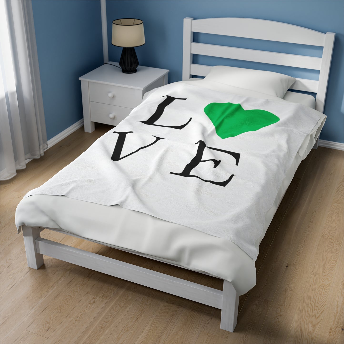 Green  Love Heart Velveteen Plush Blanket