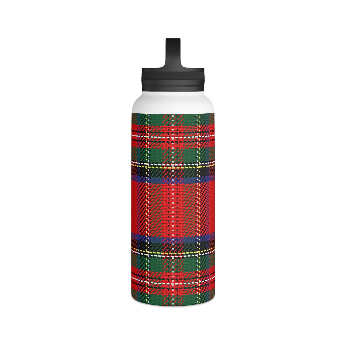 Red Tartan Water Bottle Stainless Steel Water Bottle, Handle Lid