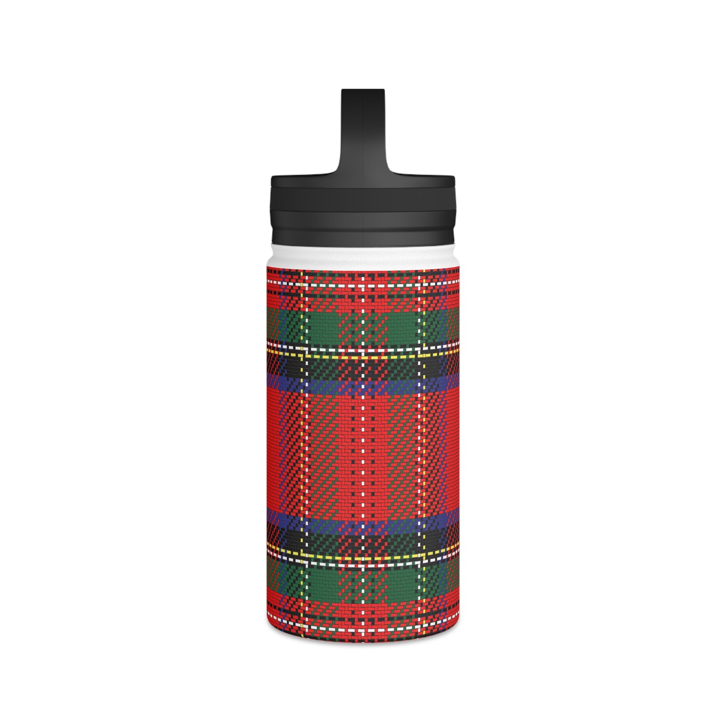 Red Tartan Water Bottle Stainless Steel Water Bottle, Handle Lid