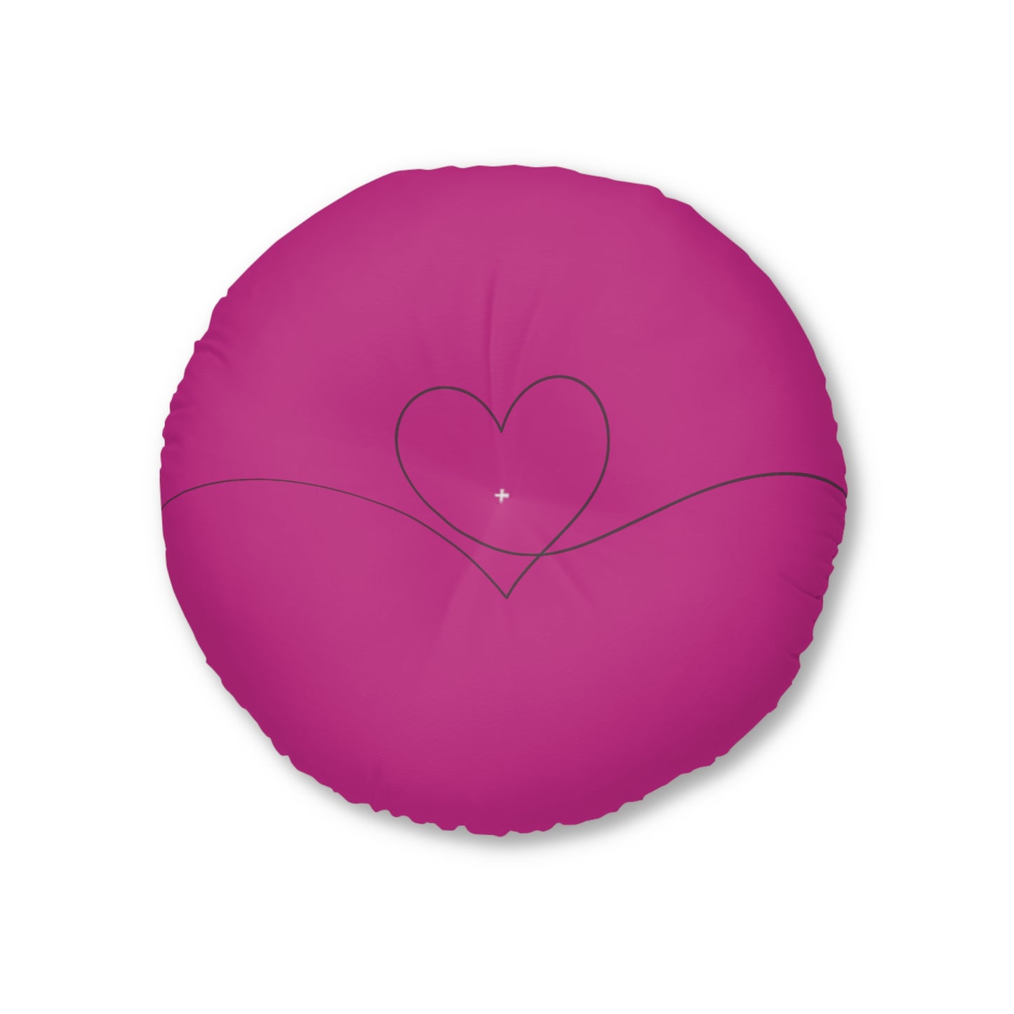 Fushsia Heart Tufted Floor Pillow, Round