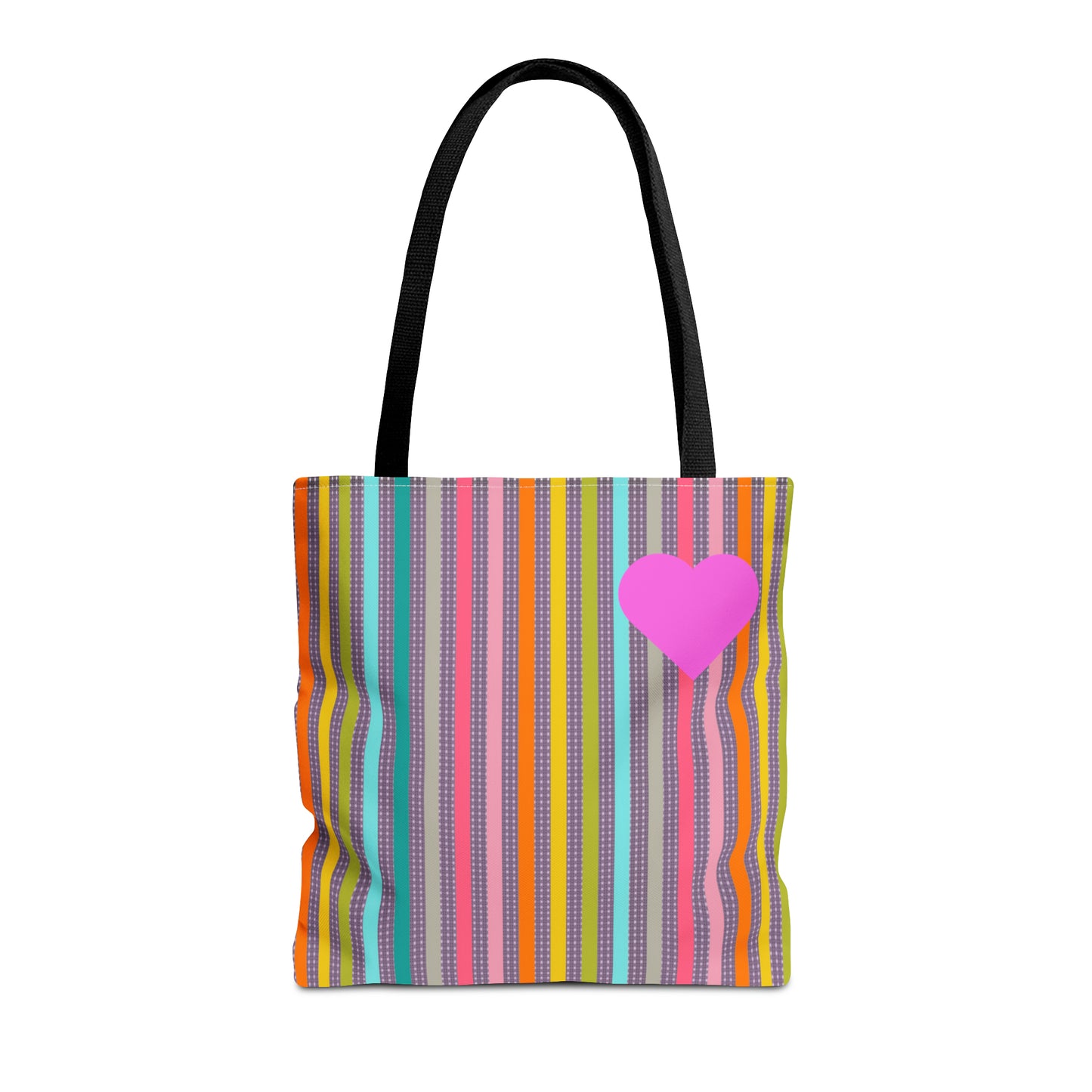 Tote Bag Candy Stripe With Large Heart