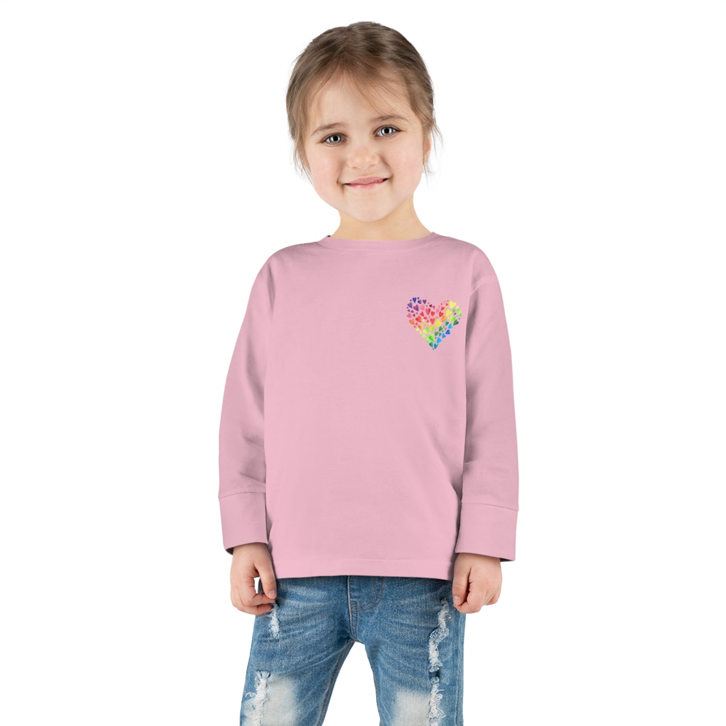 Rainbow Heart Toddler Long Sleeve-shirt