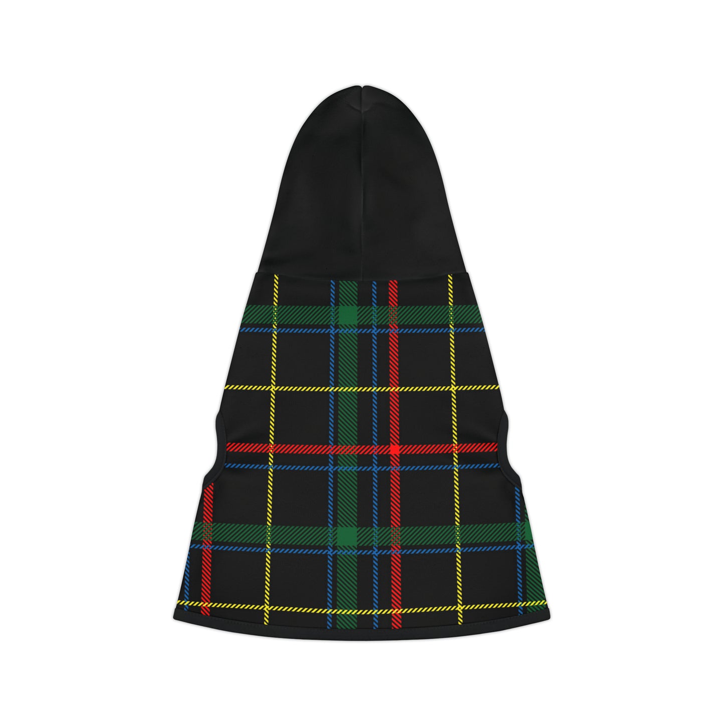 Pet Hoodie: Black, Red and Yellow Tartan Pet Hoodie