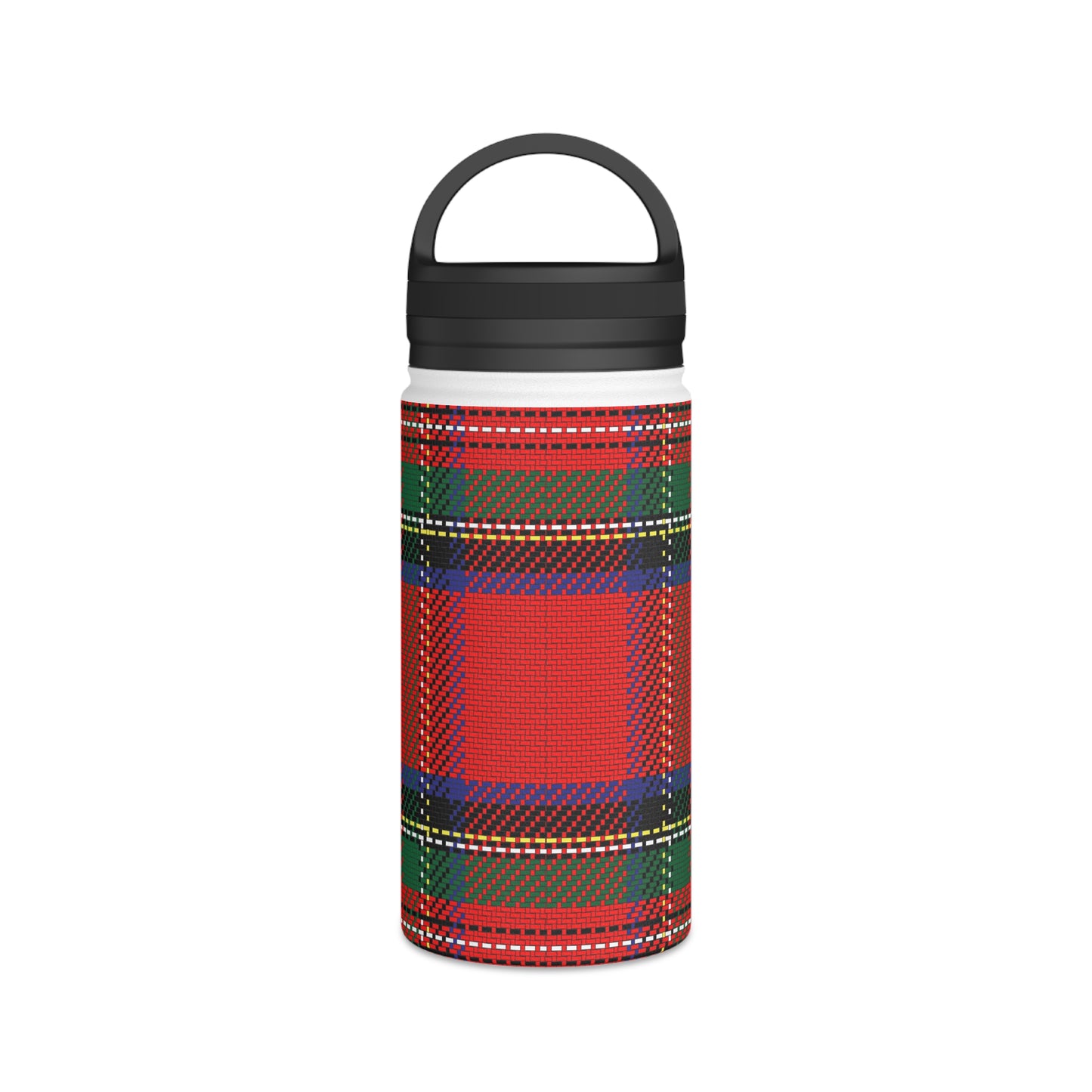 Red Tartan Water Bottle Stainless Steel Water Bottle, Handle Lid