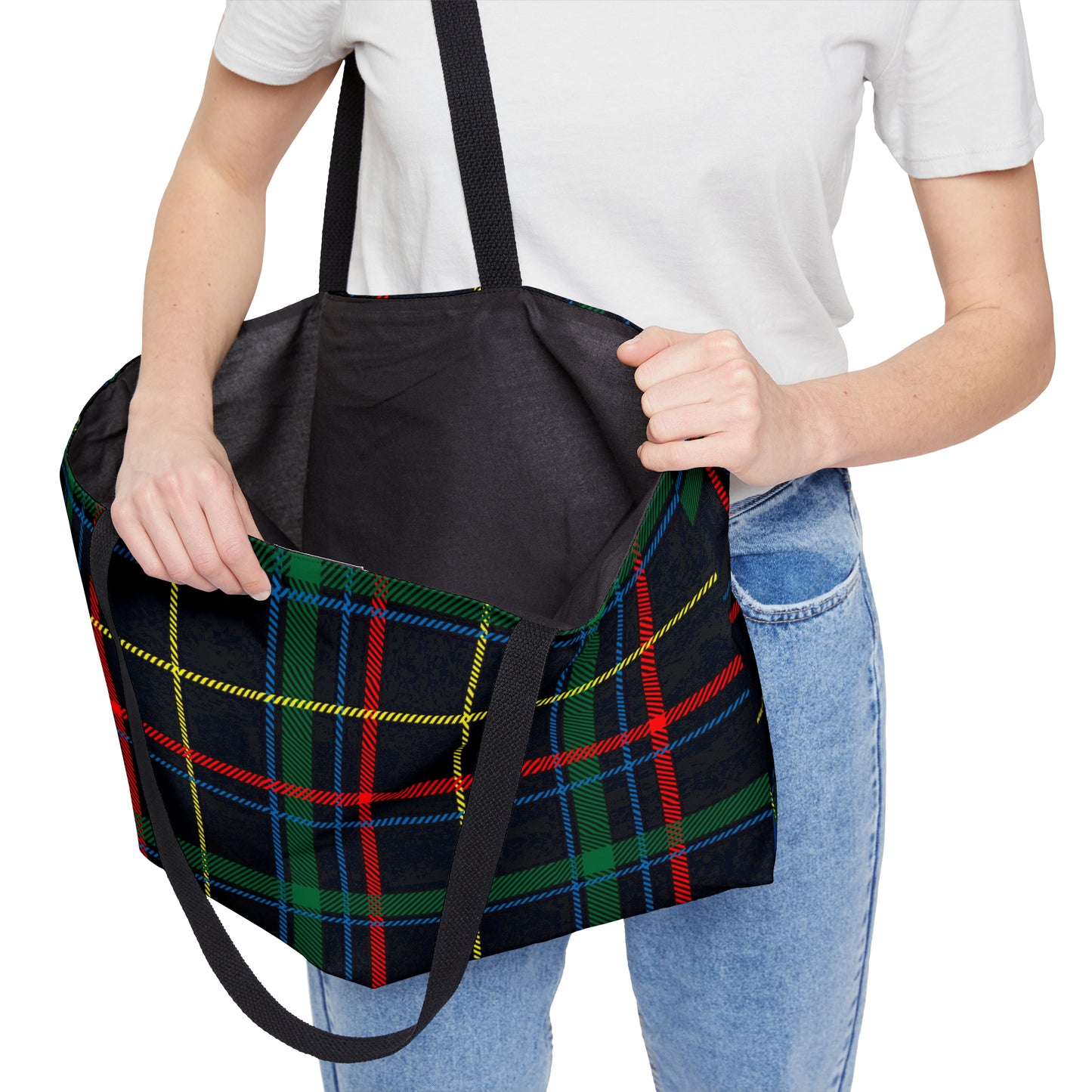 Mixed Colour Tartan Weekender Tote Bag