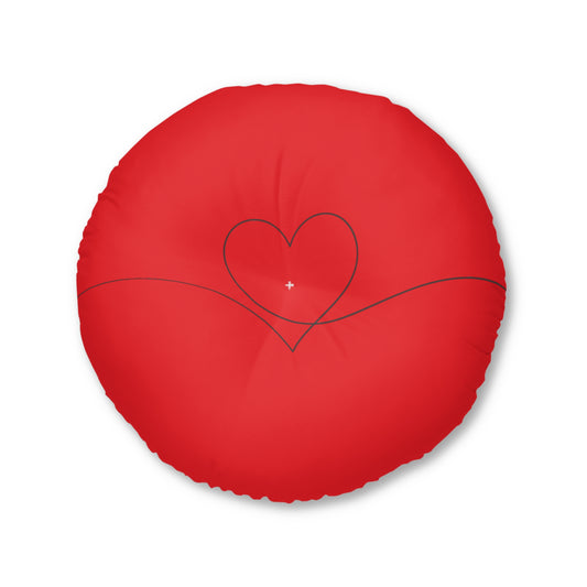 Red Heart Tufted Floor Pillow, Round