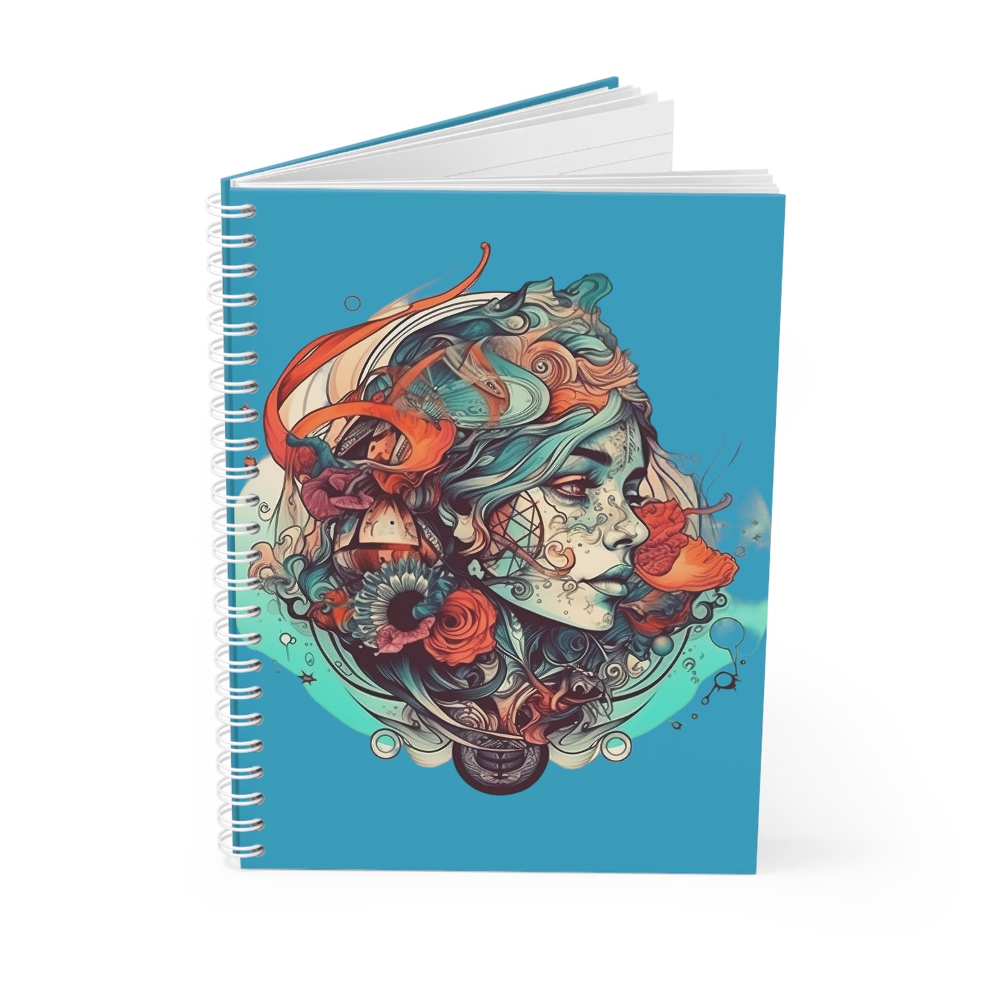 Carnelian Lady Theme Inspired Turquoise Spiral Notebook