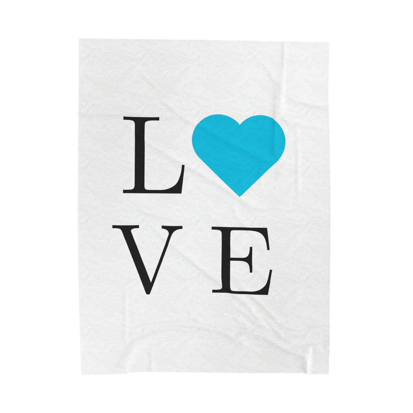 Blue Love Heart Velveteen Plush Blanket