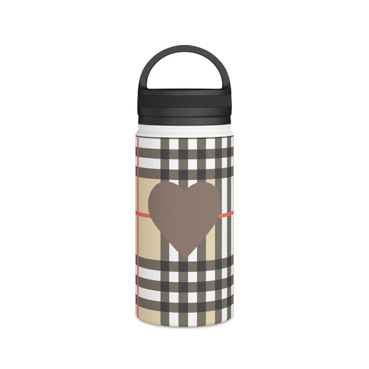 Brown and White Water Bottle, Stainless Steel Water Bottle, Handle Lid