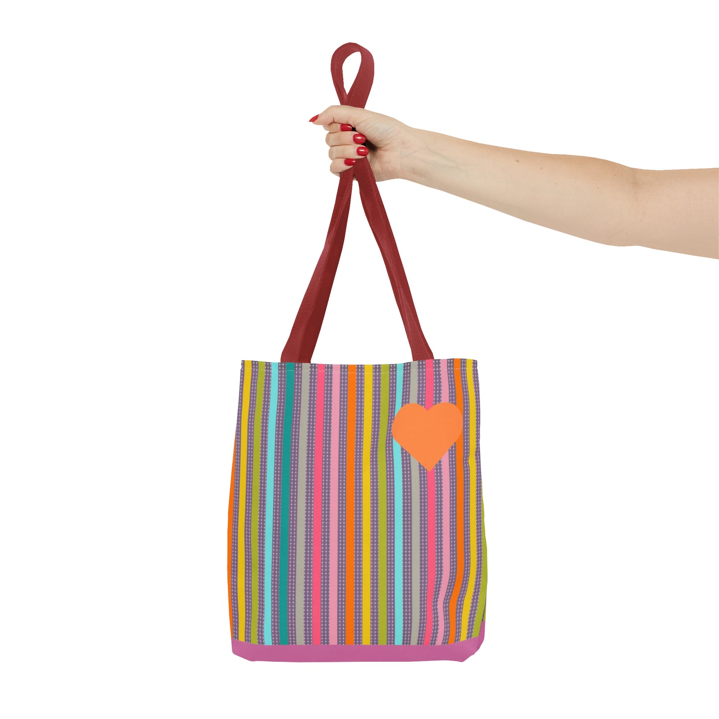 Tote Bag Candy Stripe With Large Heart