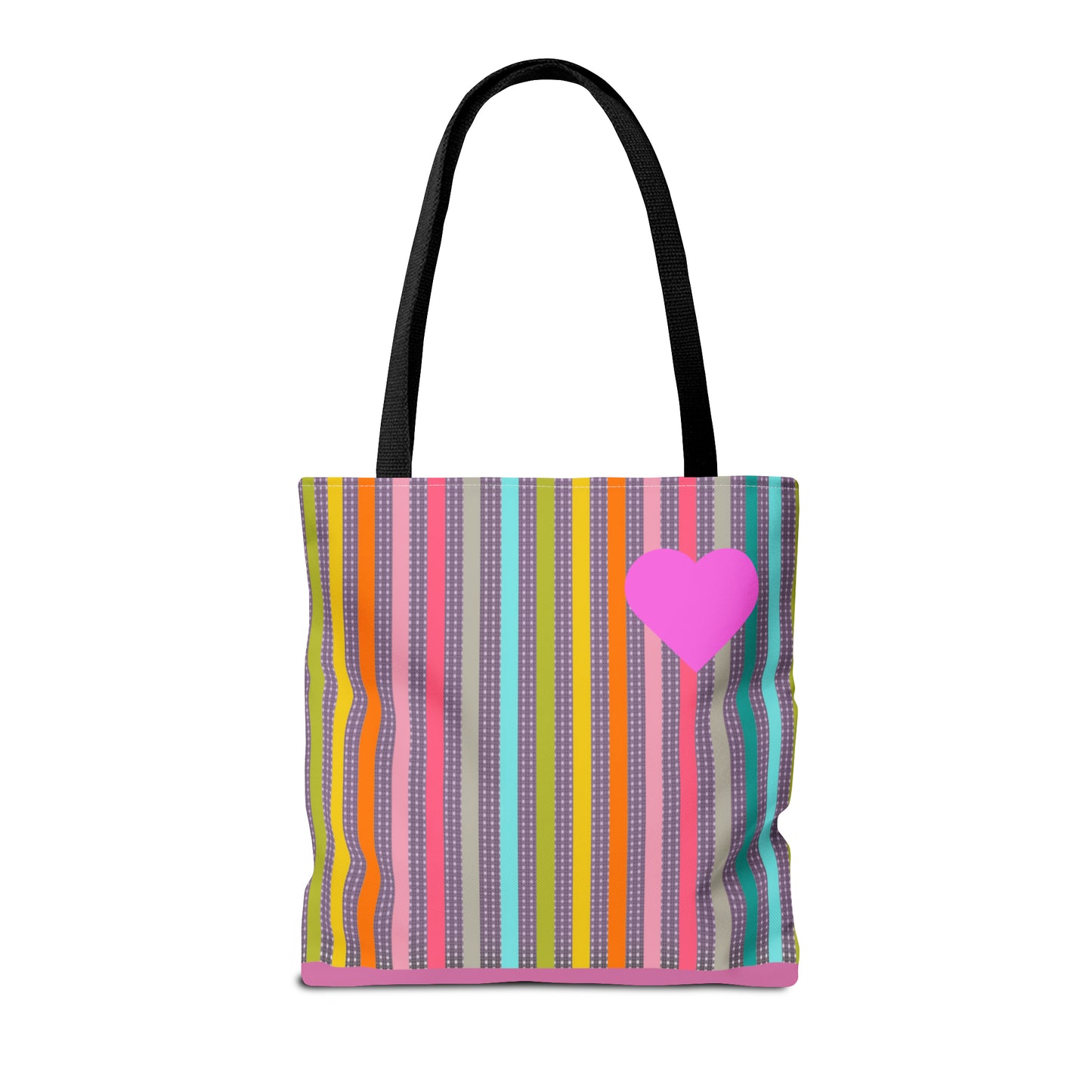 Tote Bag Candy Stripe With Large Heart