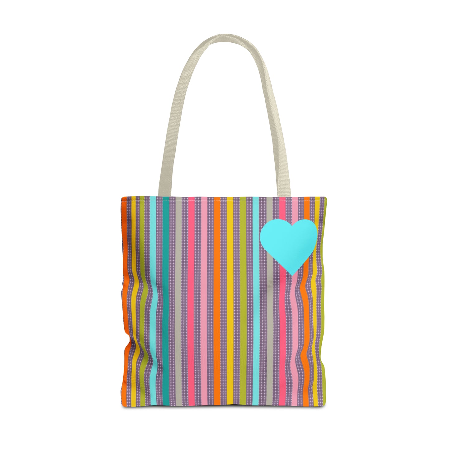 Tote Bag Candy Stripe With Large Heart