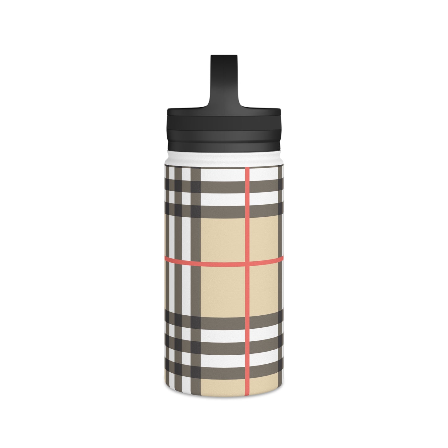 Brown and White Water Bottle, Stainless Steel Water Bottle with a Handle Lid