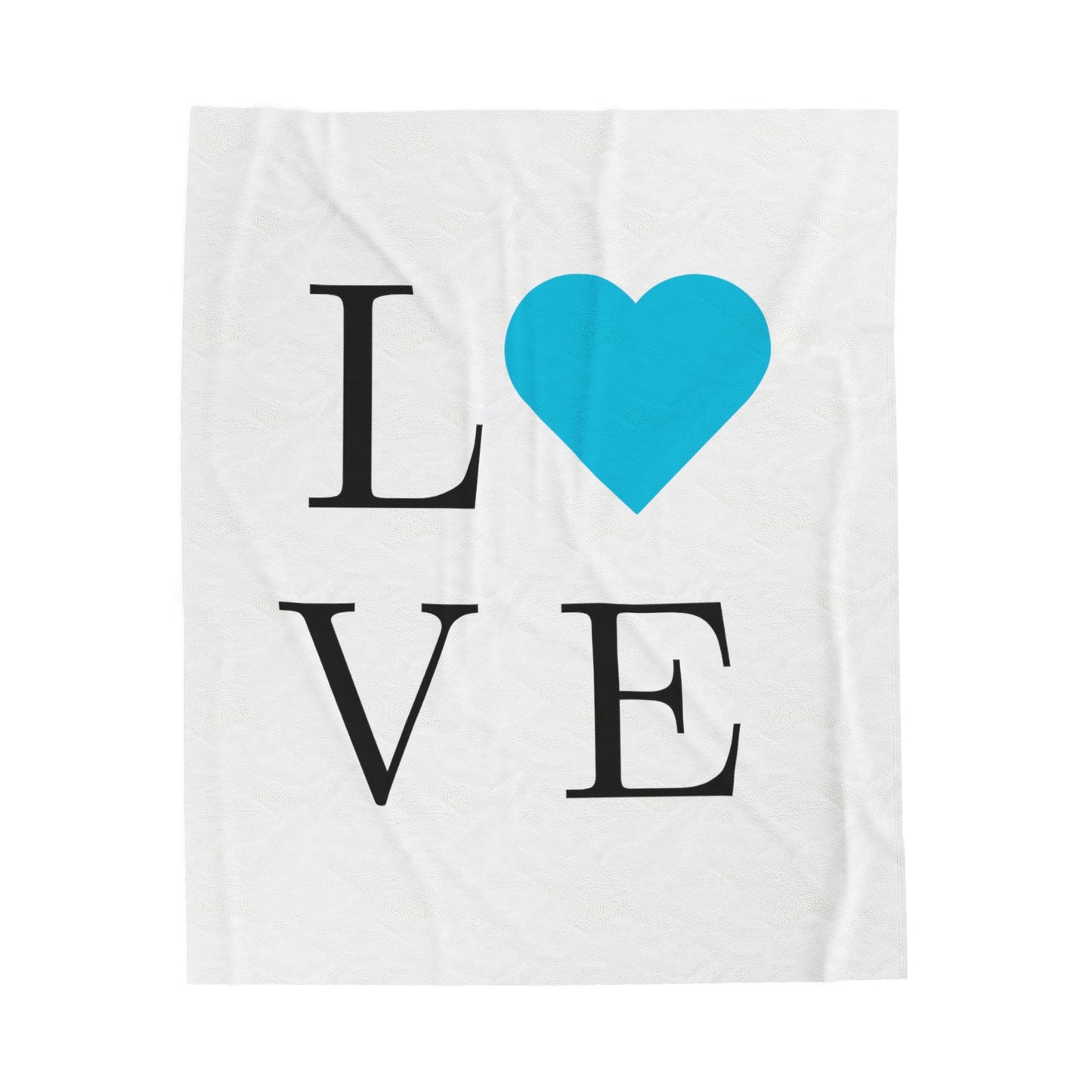 Blue Love Heart Velveteen Plush Blanket