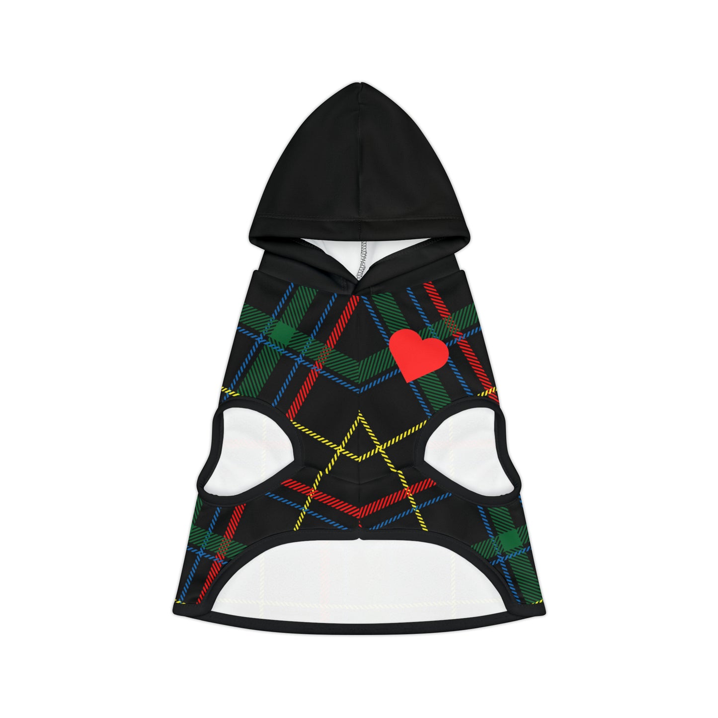 Pet Hoodie: Black, Red and Yellow Tartan Pet Hoodie