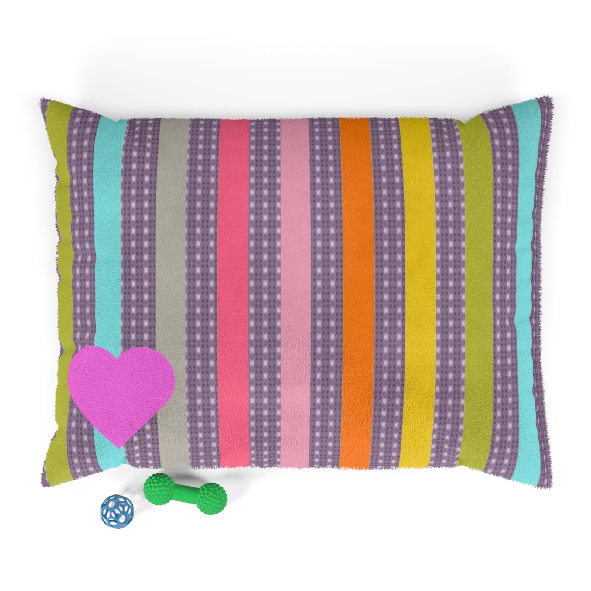 bed bed in candy stripe with pink heart