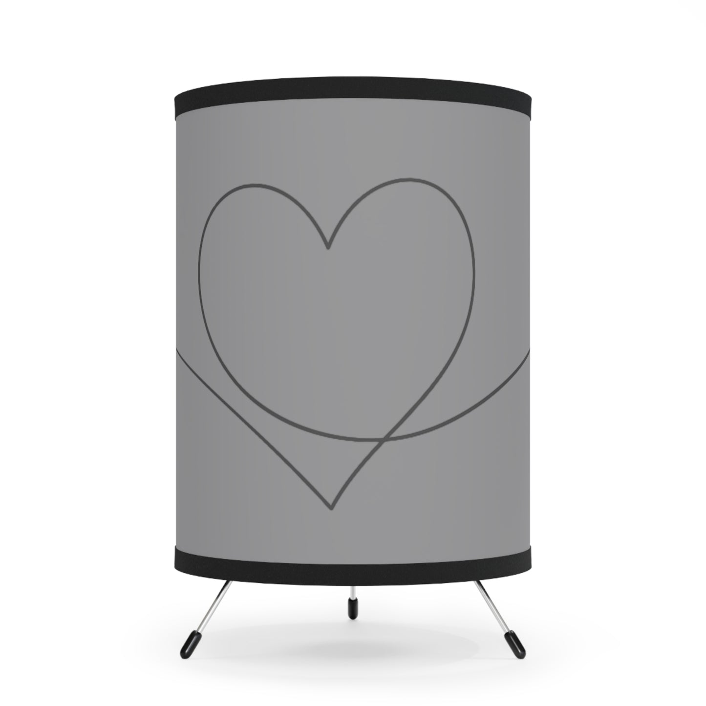 Grey Heart Tripod Lamp Printed Shade, US\CA plug