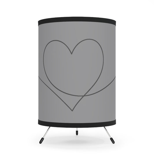 Grey Heart Tripod Lamp Printed Shade, US\CA plug