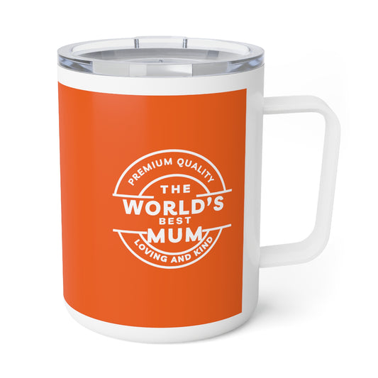 Mothers Day, Word's Best Mum, Carnelian Insulated Coffee Mug, 10oz