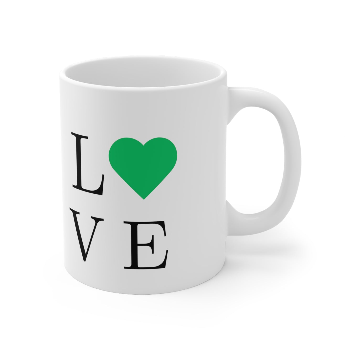 The Love Mug in Green Ceramic Mug 11oz