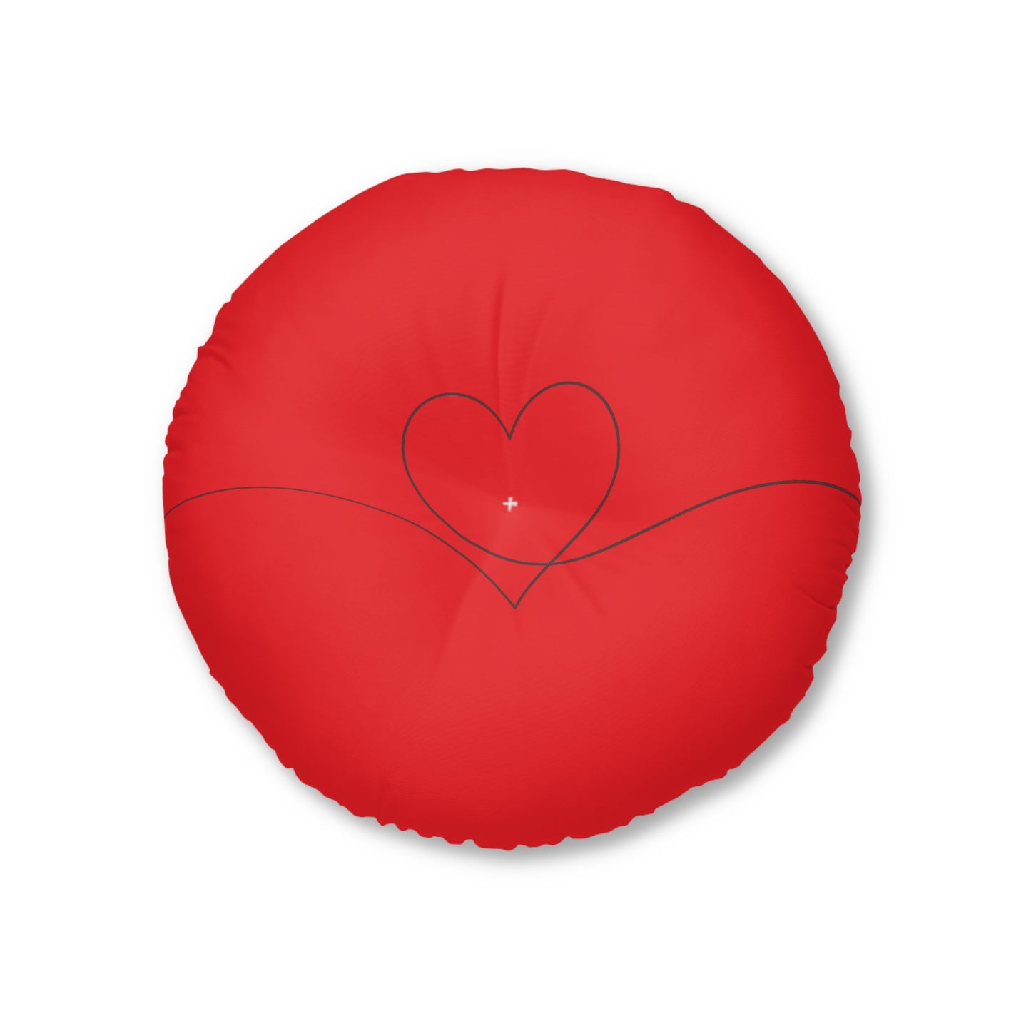 Red Heart Tufted Floor Pillow, Round