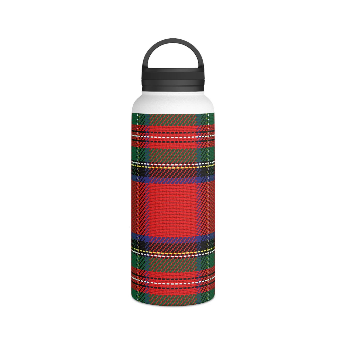 Red Tartan Water Bottle Stainless Steel Water Bottle, Handle Lid