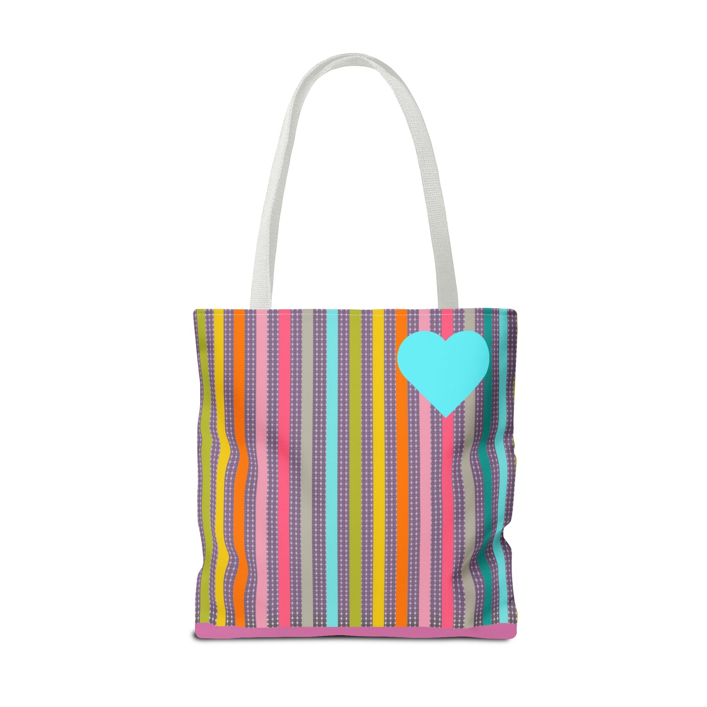 Tote Bag Candy Stripe With Large Heart