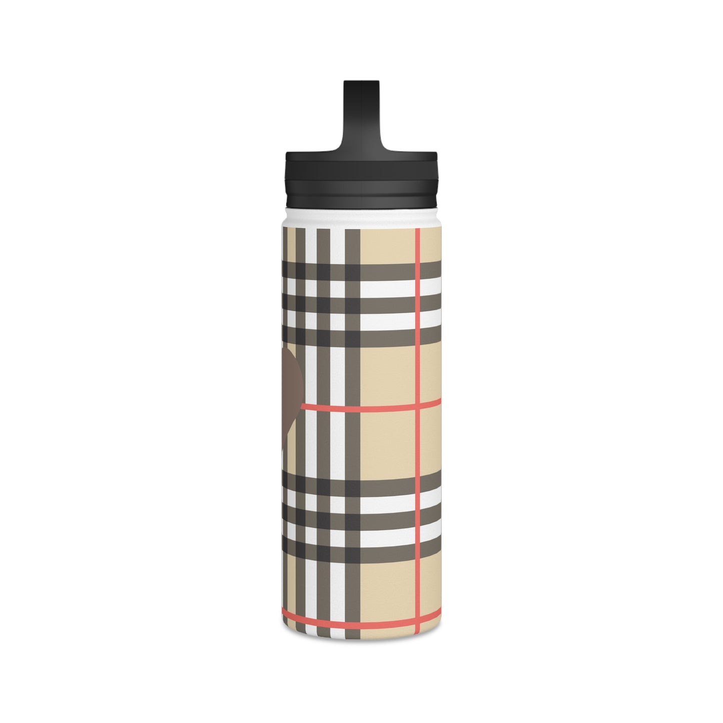 Brown and White Water Bottle, Stainless Steel Water Bottle, Handle Lid