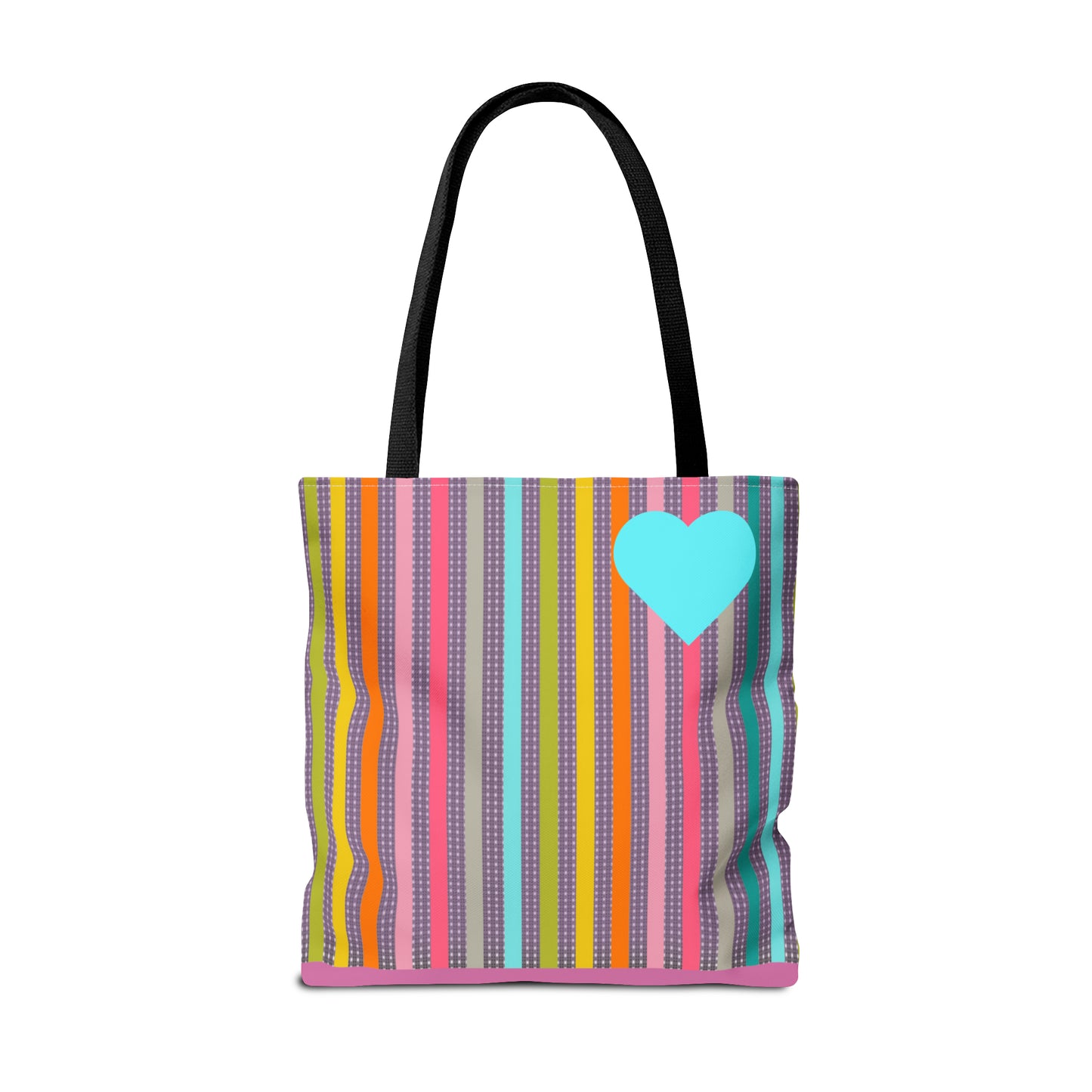 Tote Bag Candy Stripe With Large Heart