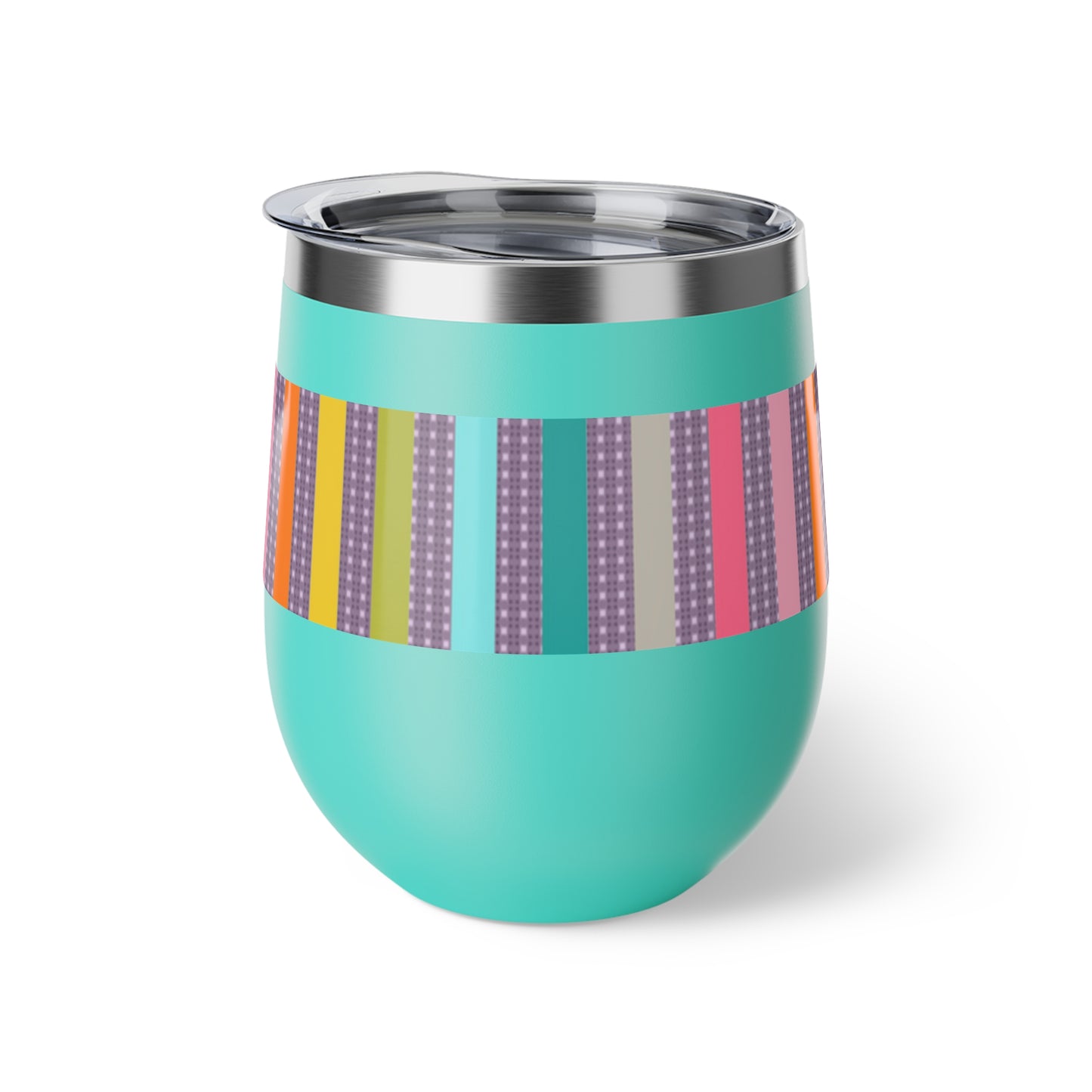 Coloured Candy Stripe Copper Vacuum Insulated Cup Vacuum Insulated Cup, 12oz