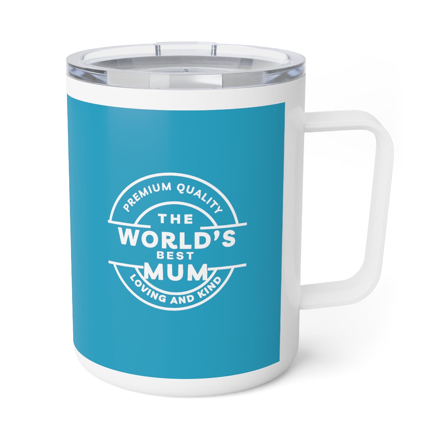 Mothers Day, Word's Best Mum, Turquoise Insulated Coffee Mug, 10oz