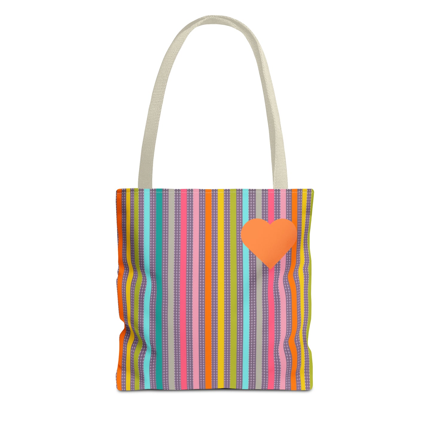 Tote Bag Candy Stripe With Large Heart