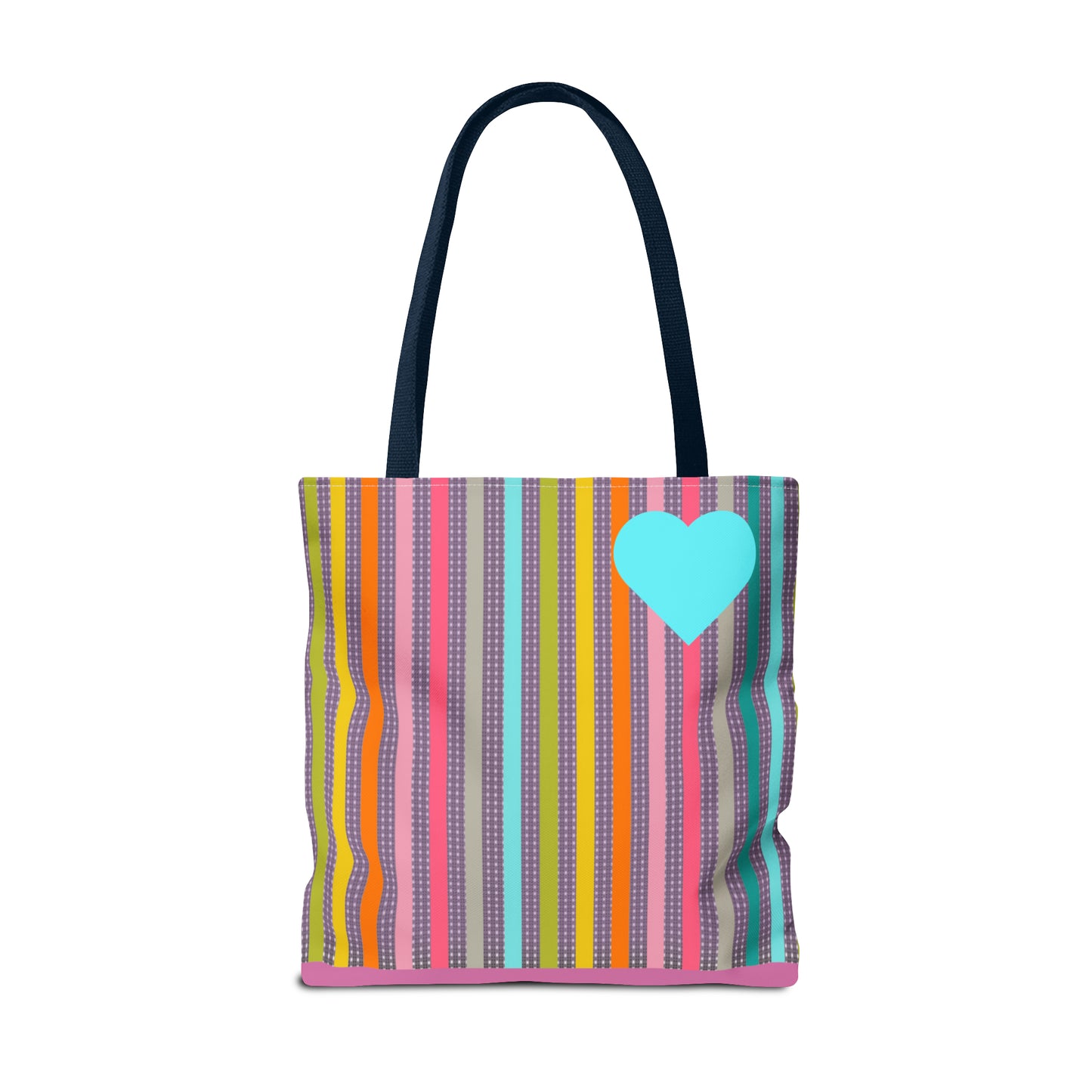 Tote Bag Candy Stripe With Large Heart