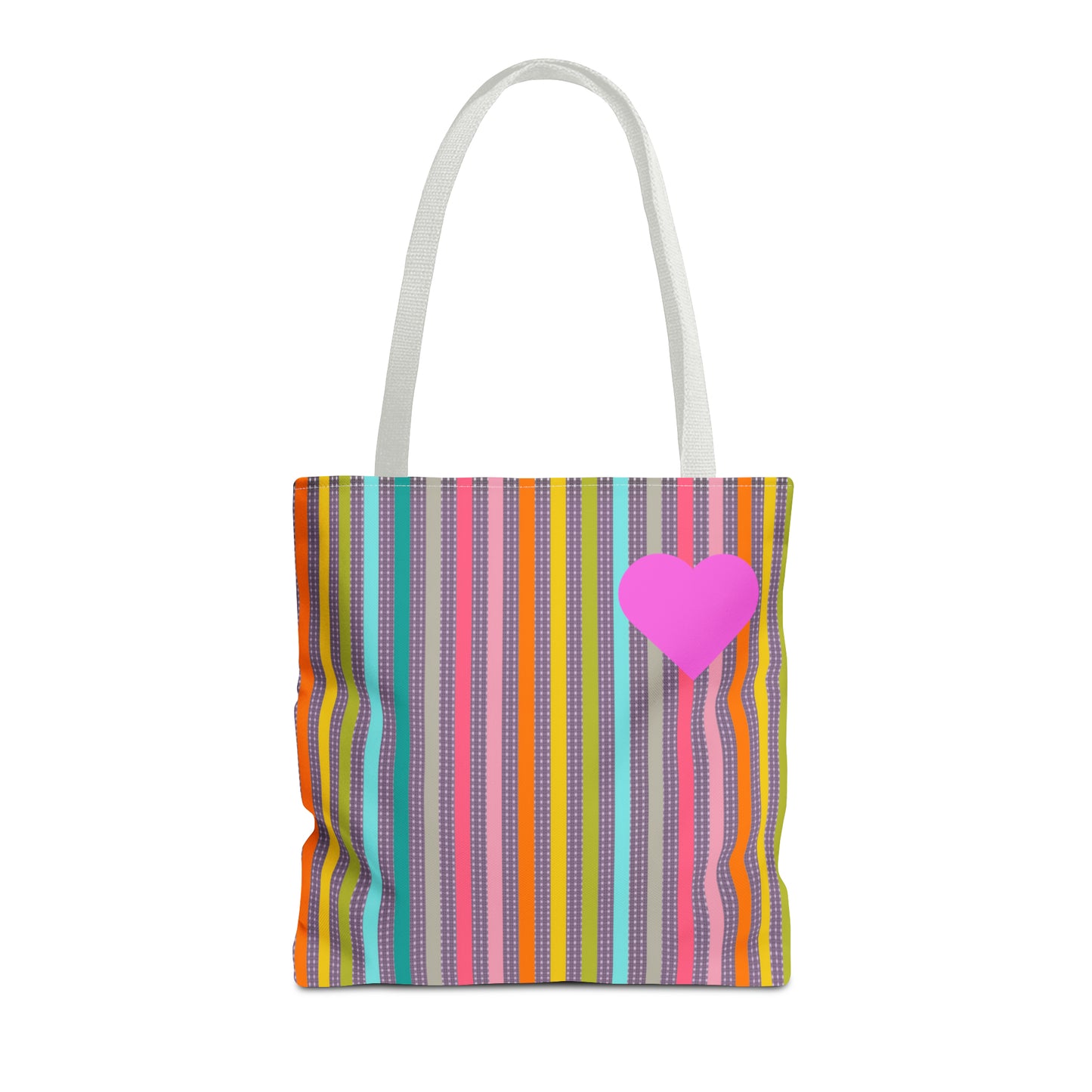 Tote Bag Candy Stripe With Large Heart