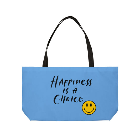 Blue Weekender Tote Bag, Happiness Tote Bag