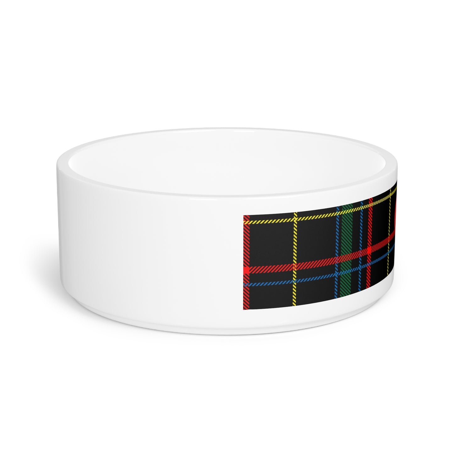 Pet Bowl in Black  Mixed Colour Tartan