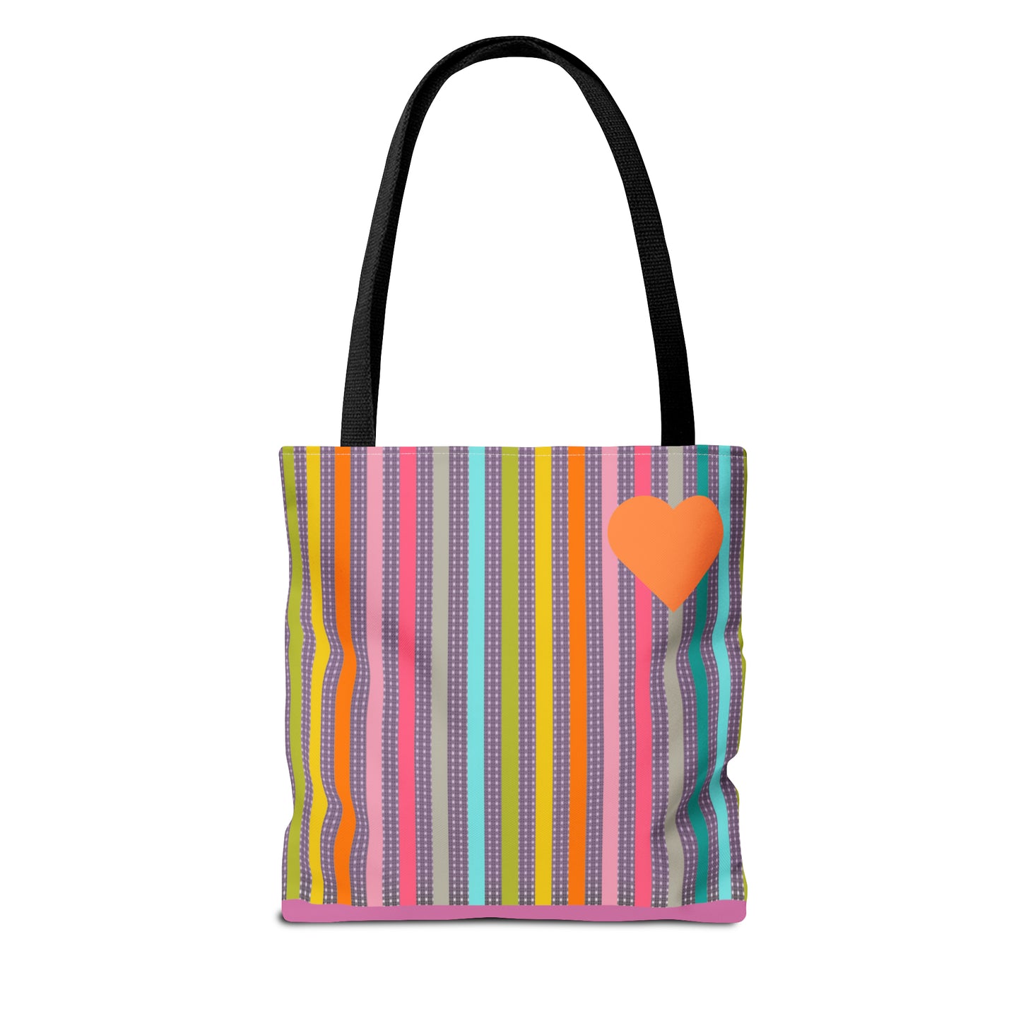 Tote Bag Candy Stripe With Large Heart