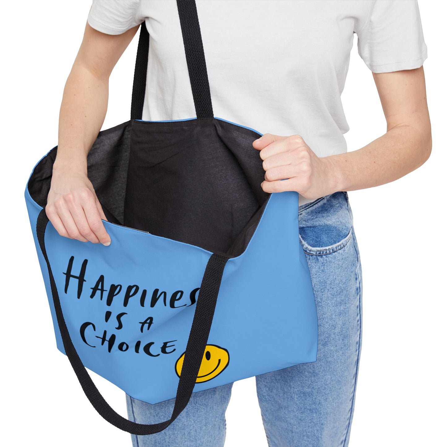 Blue Weekender Tote Bag, Happiness Tote Bag