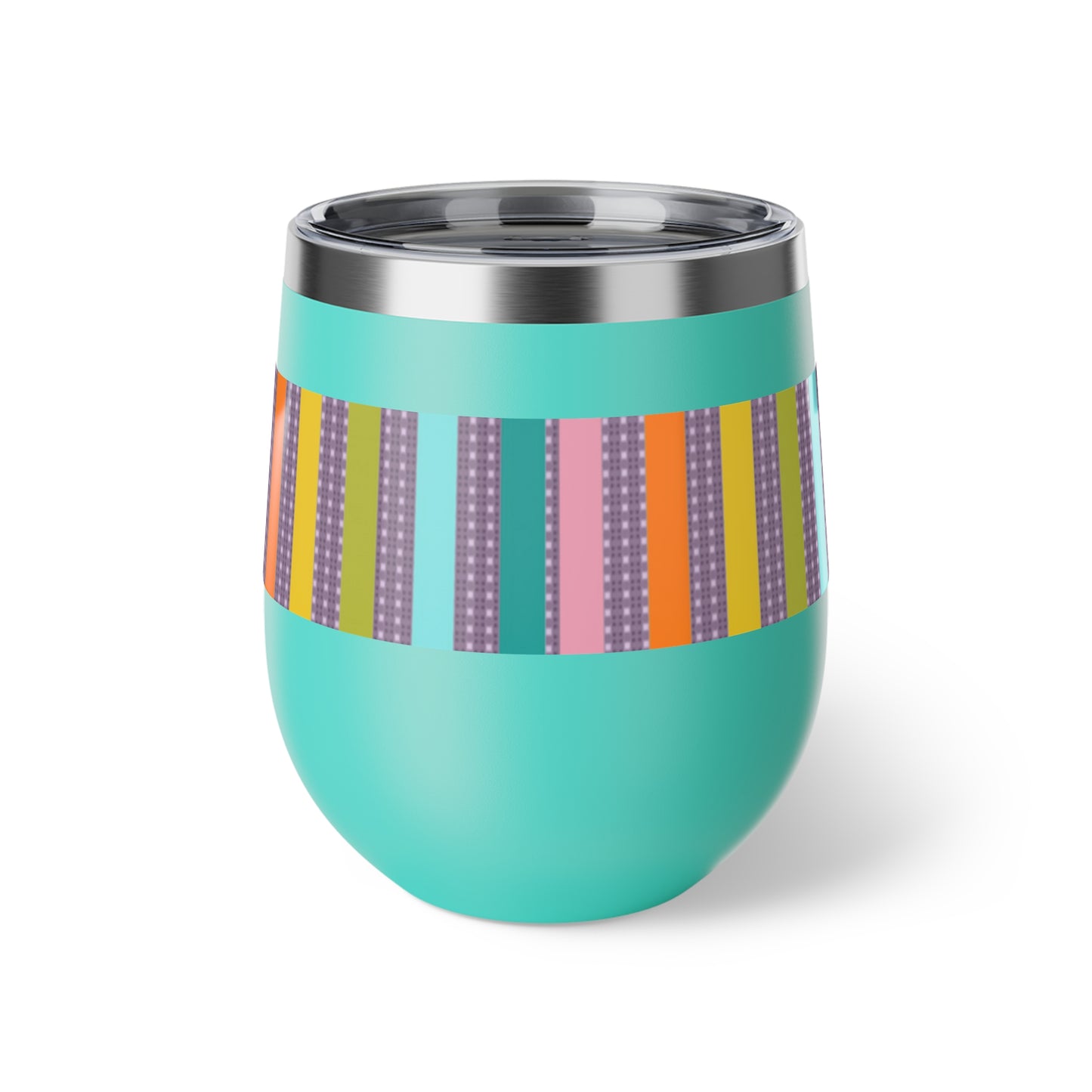 Coloured Candy Stripe Copper Vacuum Insulated Cup Vacuum Insulated Cup, 12oz