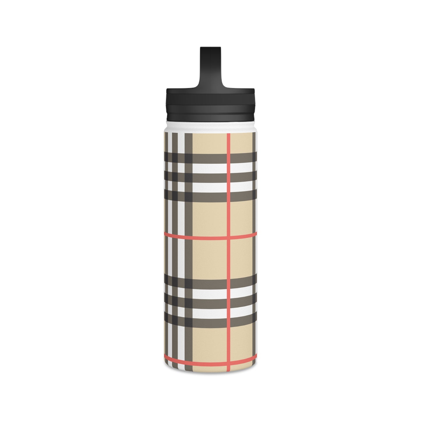 Brown and White Water Bottle, Stainless Steel Water Bottle with a Handle Lid