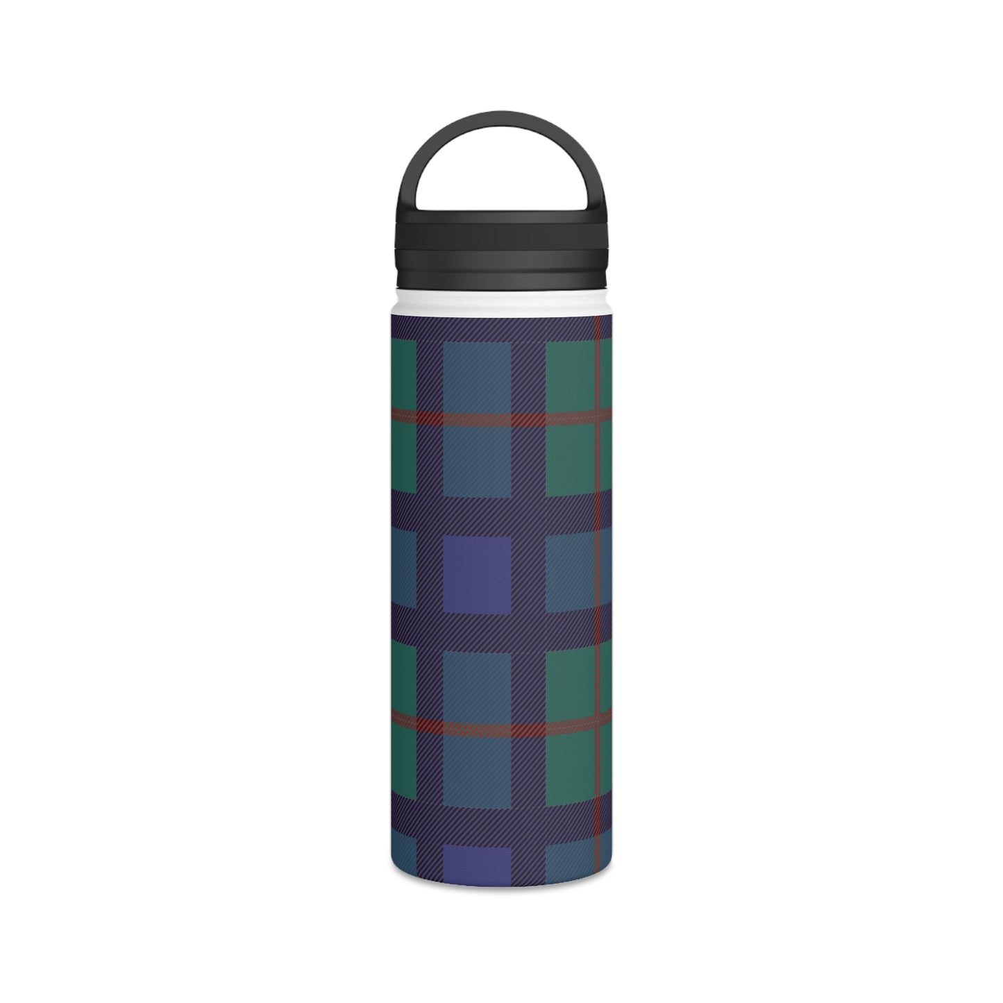 Blue Tartan Water Bottle, Stainless Steel Water Bottle, Handle Lid