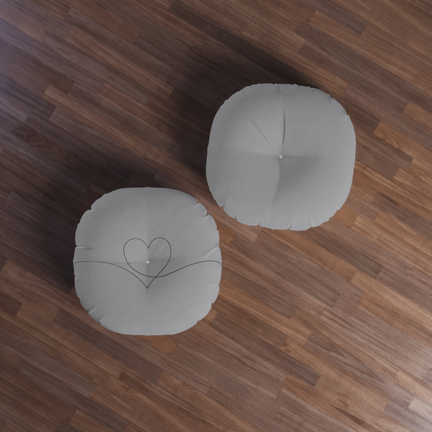 Grey Heart Tufted Floor Pillow, Round