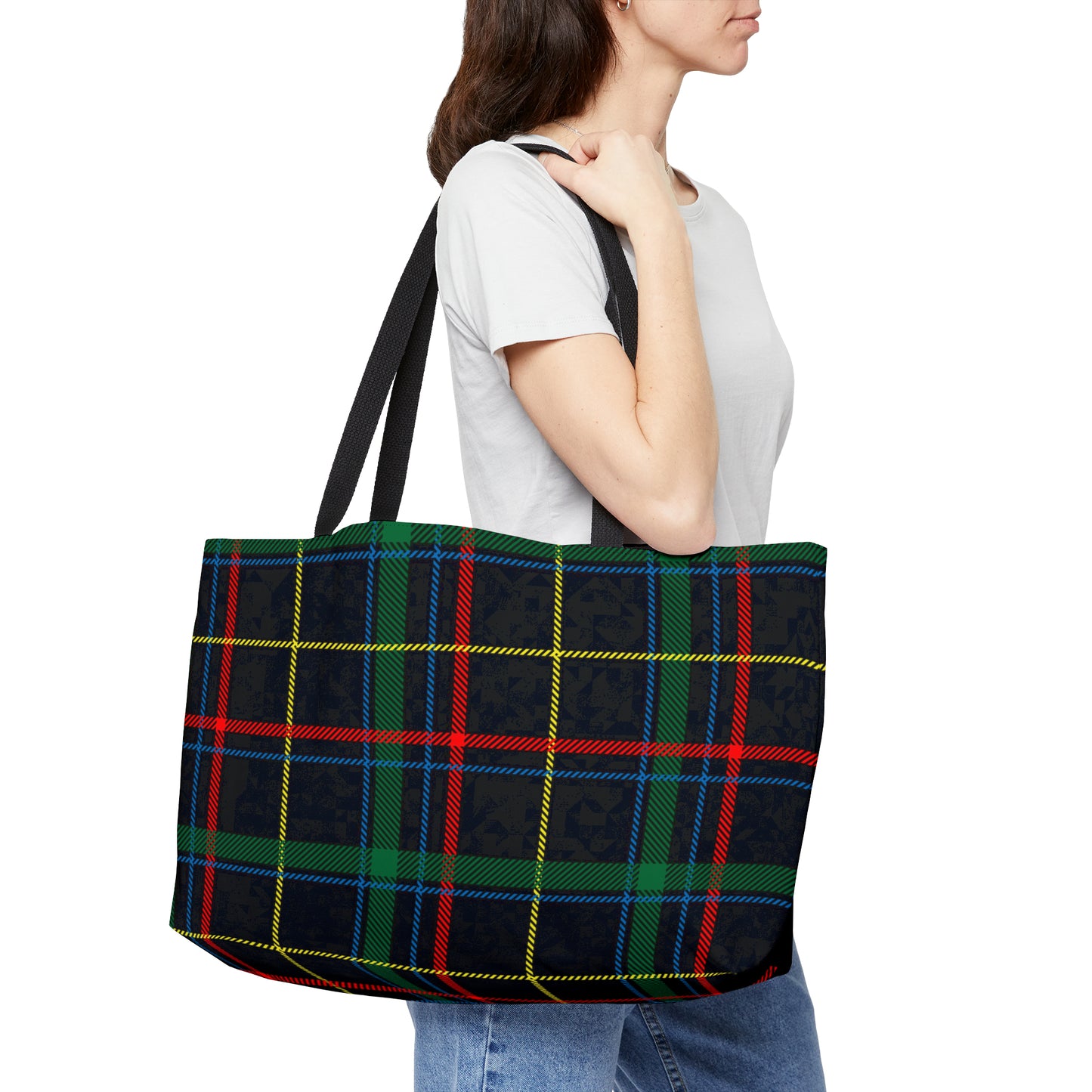 Mixed Colour Tartan Weekender Tote Bag